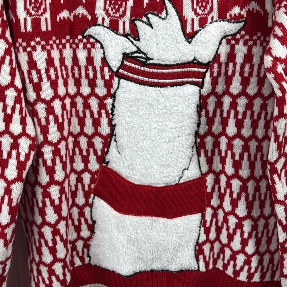 Blizzard Bay Llama Christmas Sweater Red White Fun Ugly Holiday Festive Winter